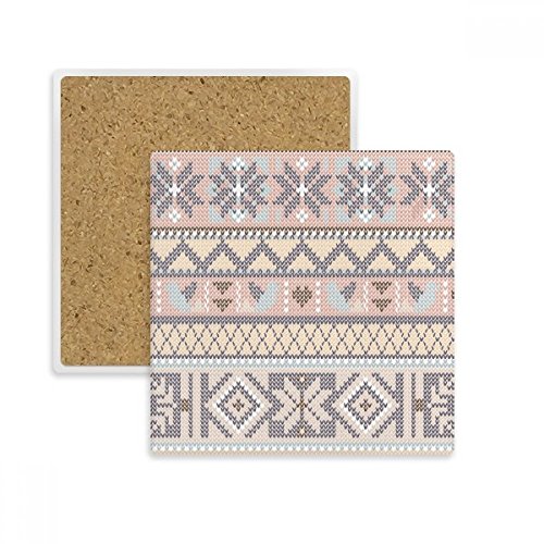 Coaster tasse motif carré et triangle en pierre absorbante multicolor - 2