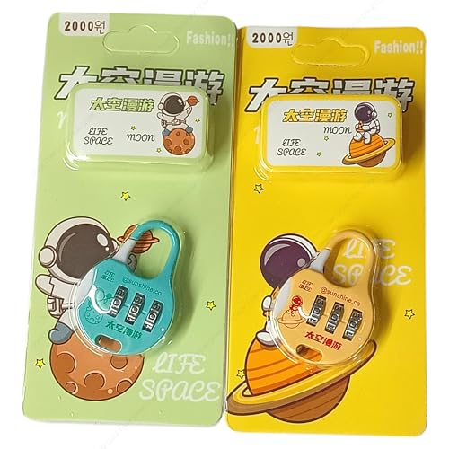 Image of SHAKTISM Mini 3-Digit Combination Lock, Multicolour Metal Padlock for Bags and Luggage, TSA Approved -1Pc Random Design Dispatched(Password Luggage Lock -D2)