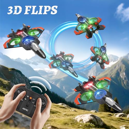 Image of Foam Remote Control Airplanes with 3 Batteries, RC Planes for Kids Adults 8-16, RC Airplane Fighter Jet with Light, 360 Flip Fighter Jet Toys, Stunt Roll, Airplane Toy Gifts for Kids Boys