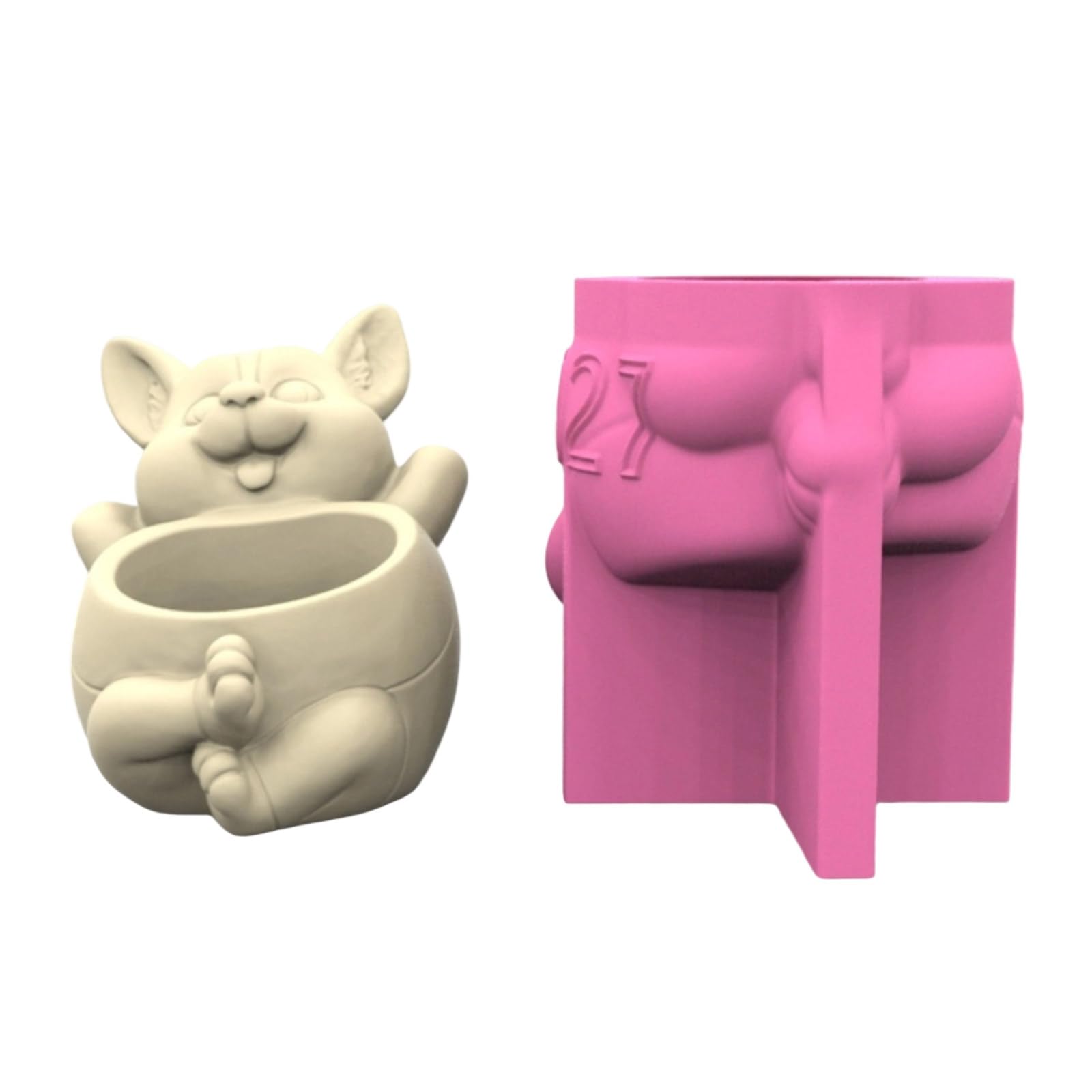 Handcraft Dog Shaped Silicone for Unique Plant Pots Sturdy Cement Plaster Casting Tool Home Decoration Daily Use Desk Ornament