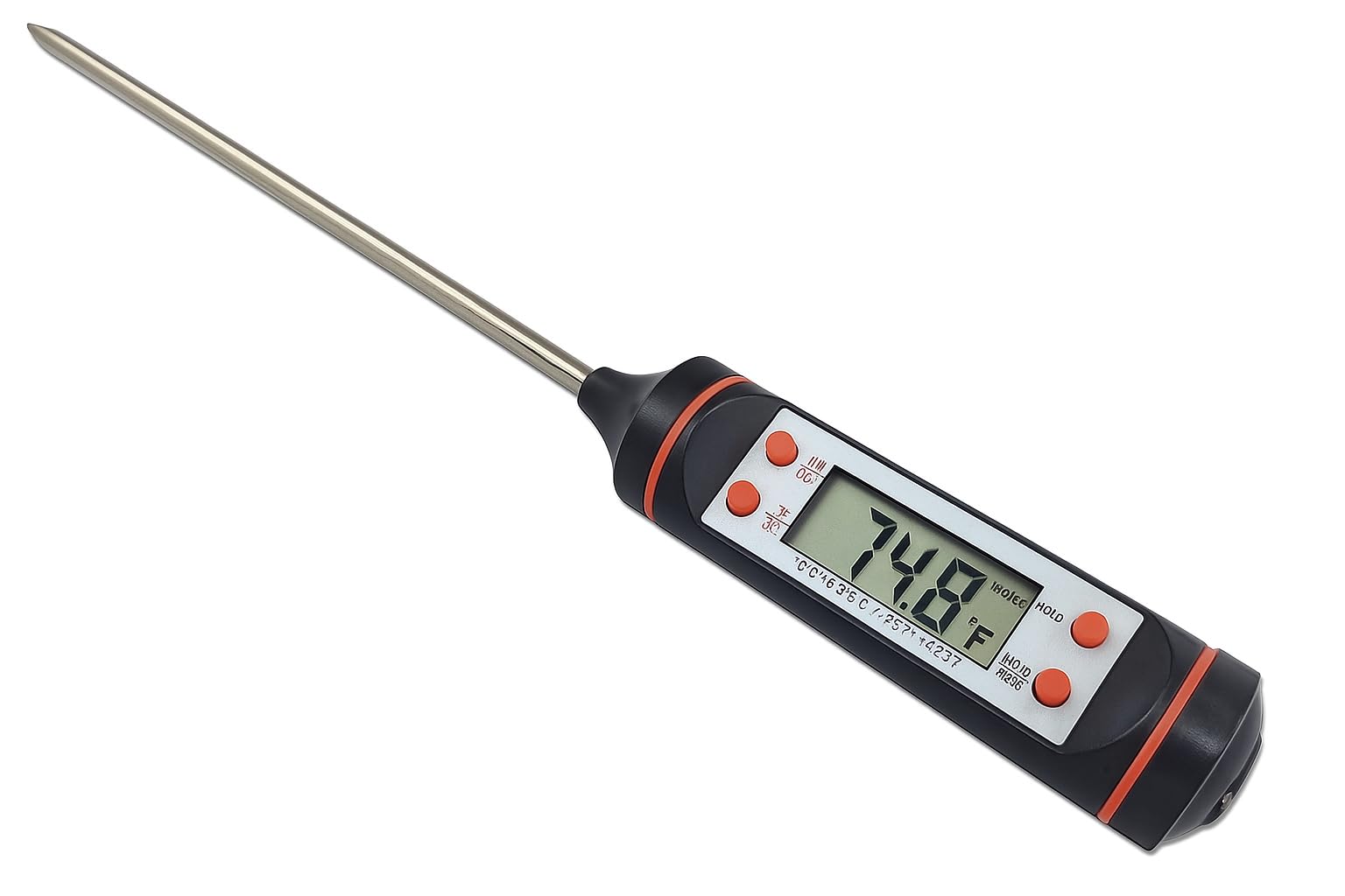 Digital Lcd Cooking Food Meat Probe Kitchen Bbq Thermometer Temperature Test Pen, instant read thermometer for Industrial, Grill, Candy, Milk, Oil, Liquid Lab Chemical (Steel 5.9 Inch)-image-3