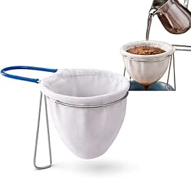 Coador de Café de Pano Tipo Fazenda Reutilizável com Suporte para Filtrar Café Passar Chá e Coar Líquidos Ideal para Cozinha Casa Sítio e Uso Diário