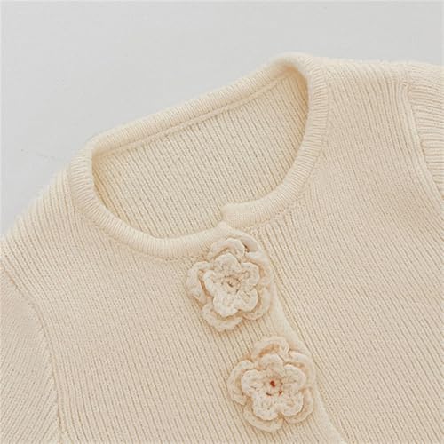 Cute Cardigan for Toddler Kids 3D Flower Knit Button Decoration Boys Girls School Comfy Sweater Jacket Baby Birthday Outfits2