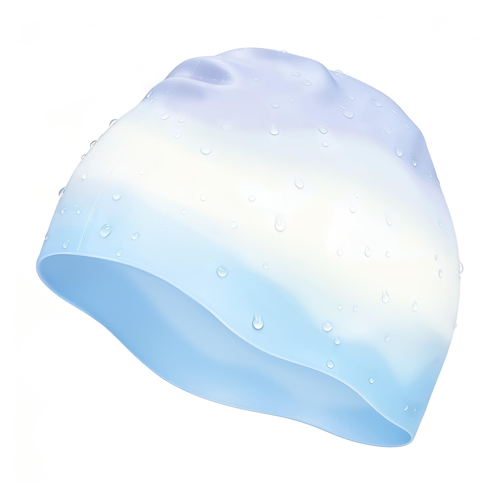 DLseego Large Silicone Swimming Cap for Women Men,Durable Anti-slip Waterproof Swimming Hat,Gradient Color Comfortable No-Pull Fit Swim Cap for Long & Short Hair,Blue + Purple