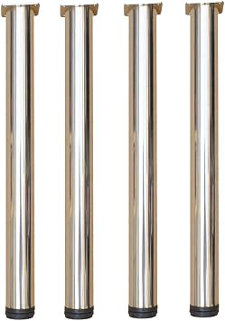 IsolaY 4 PCS Table Legs Adjustable Height, Cabinet Support feet, Replacement Leg, DIY Furniture Table Legs for desks, Coffee Tables, Kitchen Tables, Stainless Steel Finish