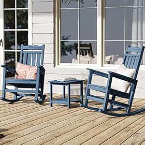 Stoog All Weather Patio Rocking Chairs Set of 2 Outdoor Rocking Chair with 400 lbs Support Porch Rocker Rocking Chairs for Porch Backyard Garden and Deck Blue