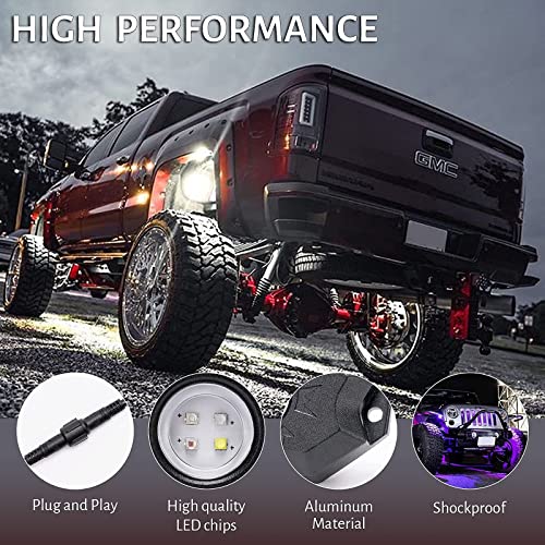 Rgb White Rock Lights Kit, 8 Pods Underglow Multicolor Neon Light Pod With Bluetooth App Control Flashing Music Mode Wheel Well Light For Truck Atv Utv Rzr Suv #TOP2