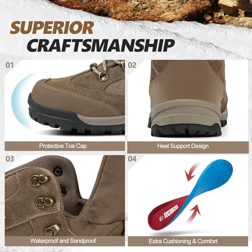 R CORD Womens Hiking Boots Waterproof hiking Camping Boots Outdoor High-Traction Grip Backpacking Shoe Brown Size 10 by R CORD - Used condition - Image 6