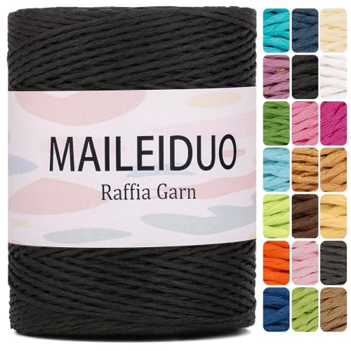 Image of Raffia Yarn for Crochet Bags Raffia Ribbon for Gift Wrapping 2mm X 328 Yards Raffia String Paper Ribbon Yarn for Sun Hat Beach Bag Crochet Crafting DIY Crafts