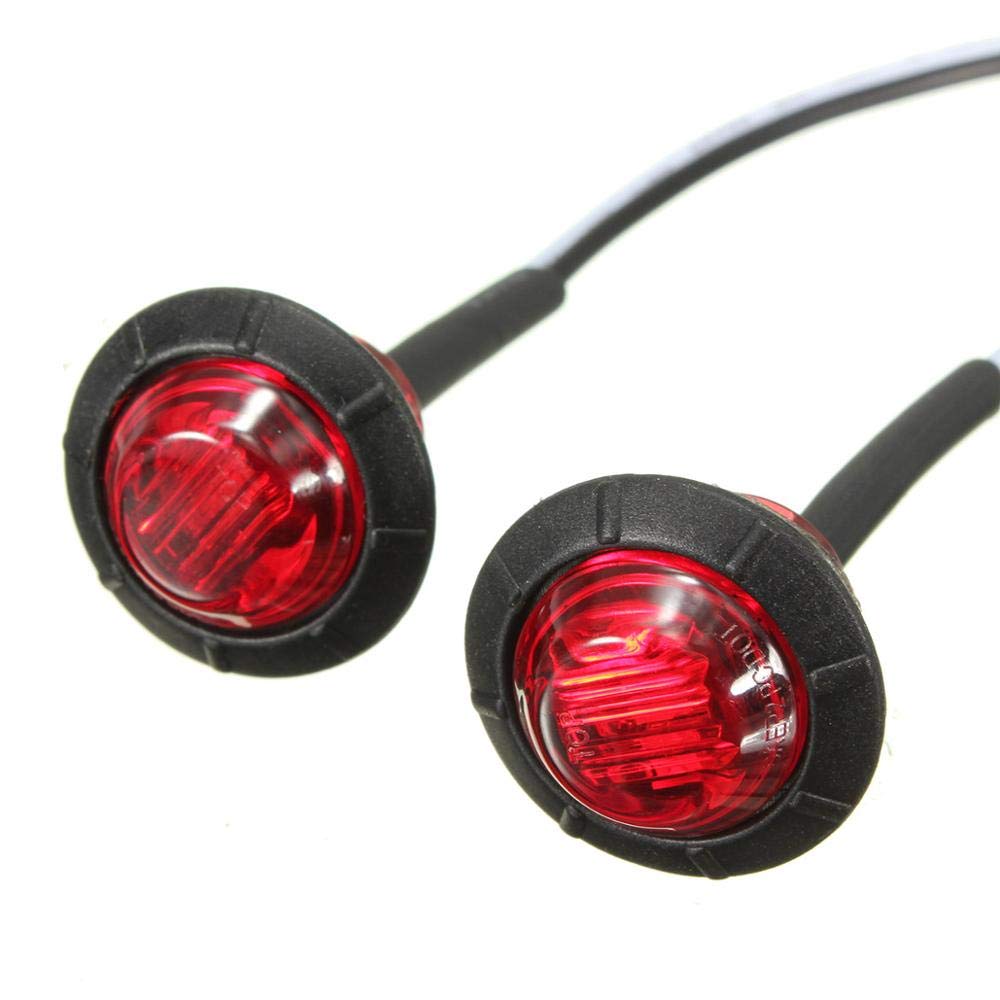 20 luces de marcador lateral redondas 12V, 3/4 pulgadas LED de luz indicadores laterales delanteros, indicador de luces de posición súper brillante para camión, remolque, furgoneta, autobús (rojo)