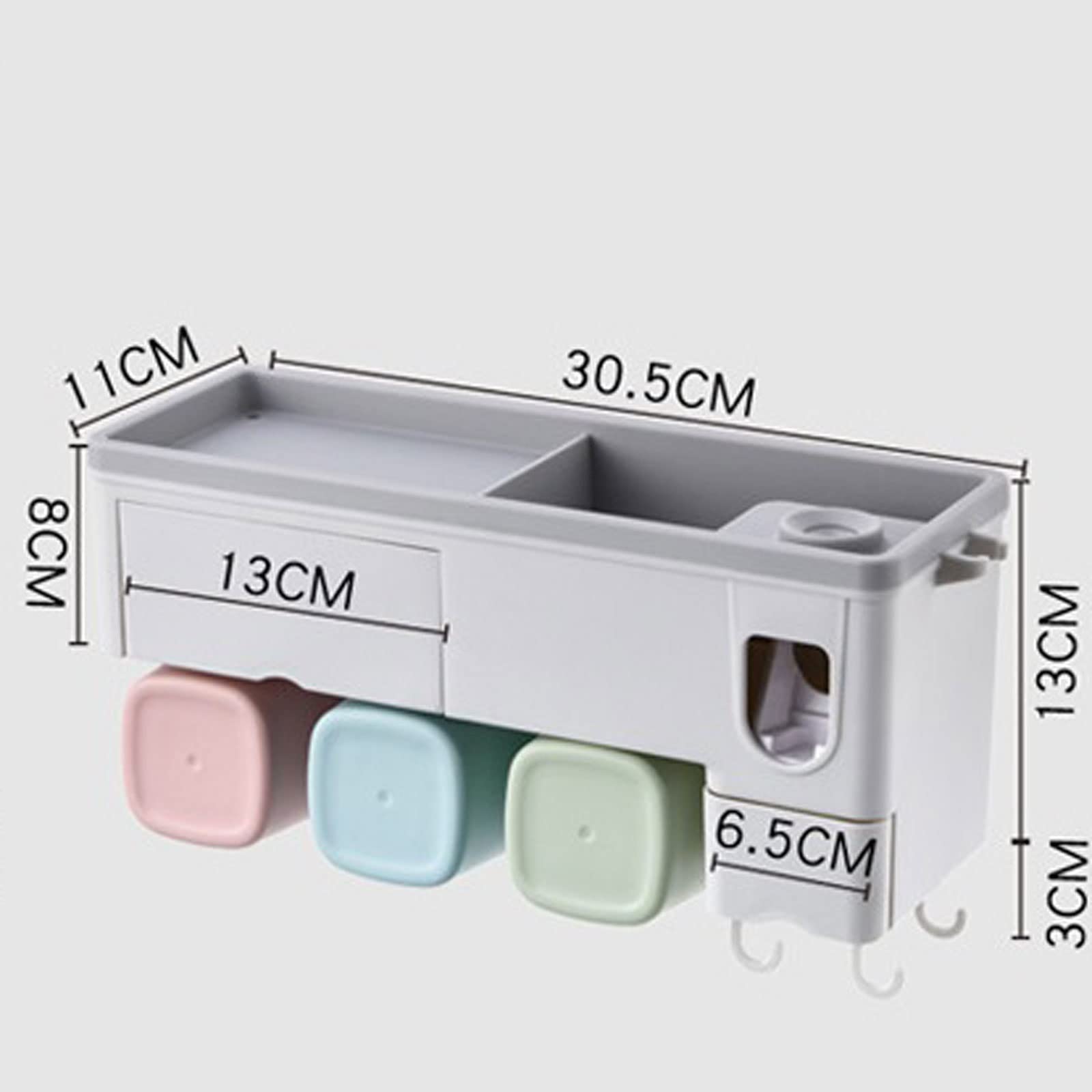 Dispensador automático de pasta de dientes con soporte para cepillo de dientes y cajón de almacenamiento, montado en la pared, para cepillos de dientes y enjuague bucal