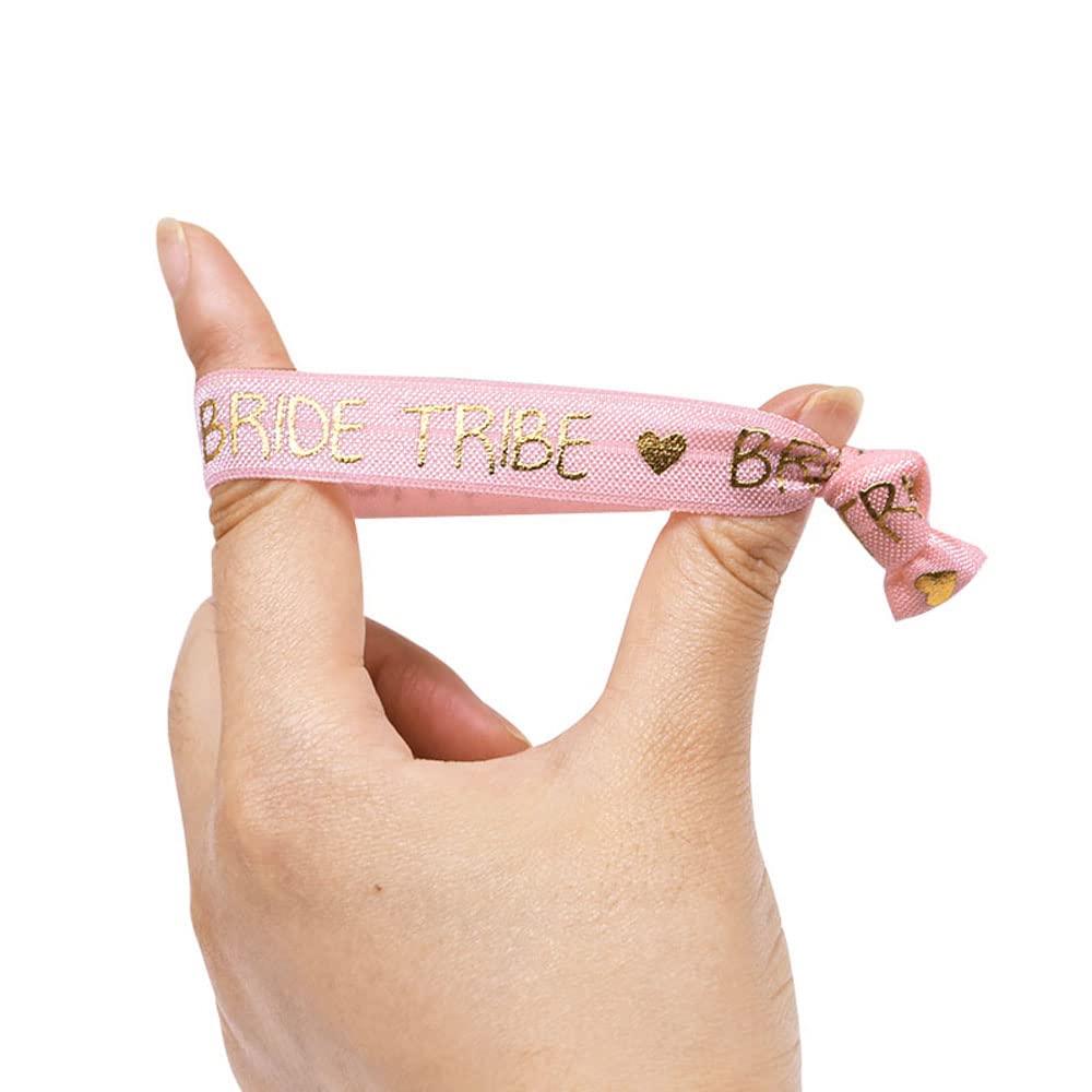 JKJF 13 Braccialetti Per Addio Al Nubilato – Fascia Tribù Sposa (Bianco) E 12 Rosa, Elastici, Morbidi, Per Feste E Matrimoni