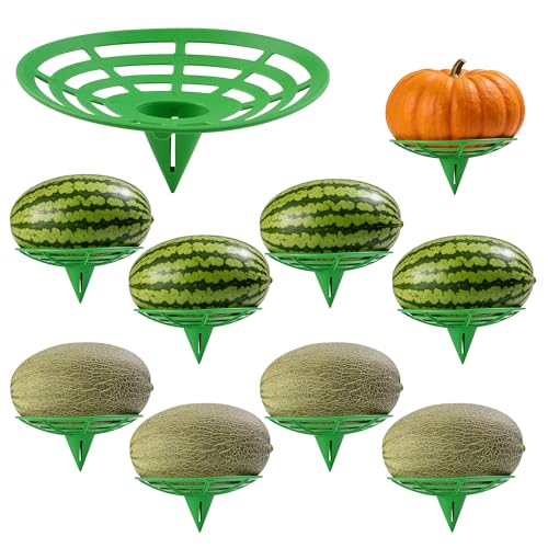 10 Packs Melon Cradles Trellis Stable Fruit Support Stands to Keep Watermelons Pumpkins & Cantaloupes Off Soil Melon Holder Growing Frame Reusable Garden Plant Holders for Raised Beds & Backyard