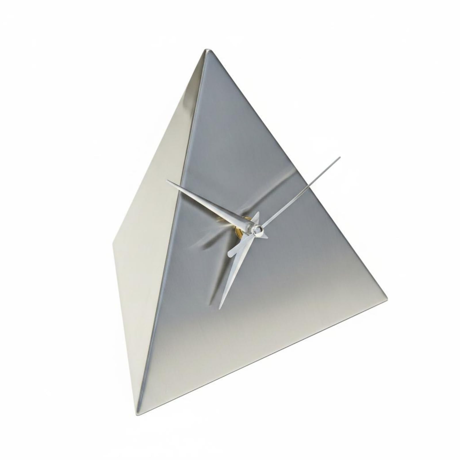predolo Metall Tischuhr Minimalistisch Standuhr Poliert Metall-Standuhr für Wohnzimmer, S Triangle Brushed
