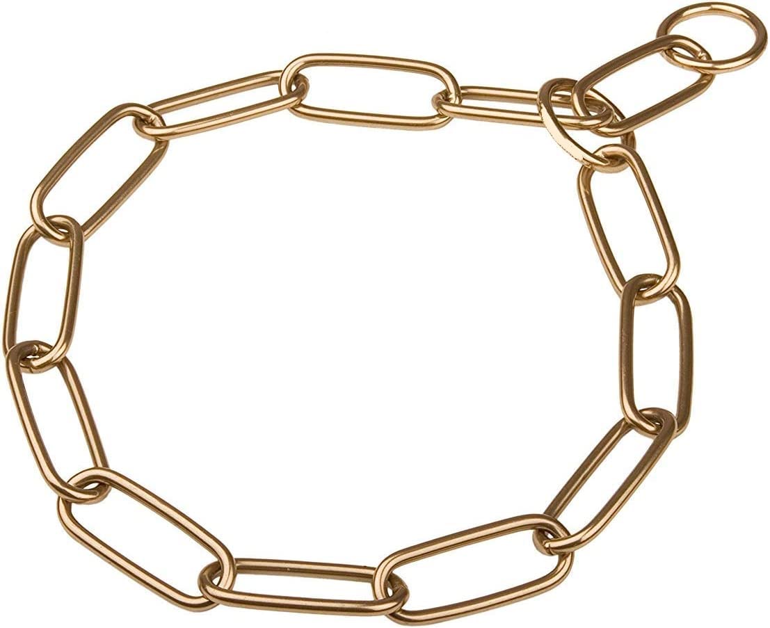 RvPaws Gold Color 30 inch Large Solid Dog German Shepherd Choke Chain Collar GSD Long Link Choker Chain Fur Shaver