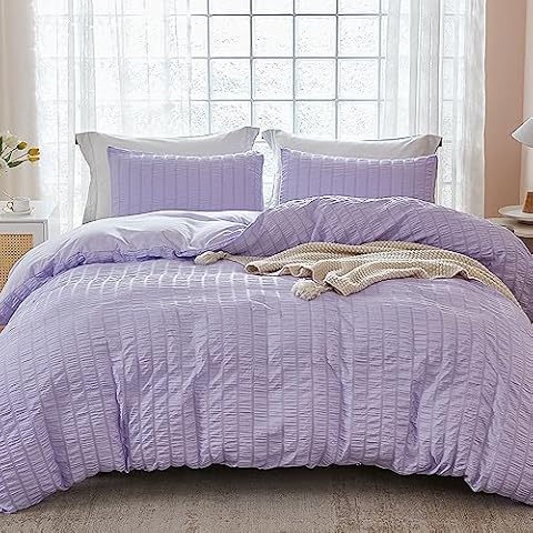 AveLom Lavender Seersucker Duvet Cover Set Cover