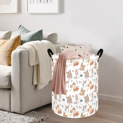 Image of 19.7 inch Round Kids Laundry Basket Gift Basket Storage Laundry Hamper Laundry Basket Baby Toys Nursery Bin with Handles,Storage Basket for Kids Room Bedroom Decor