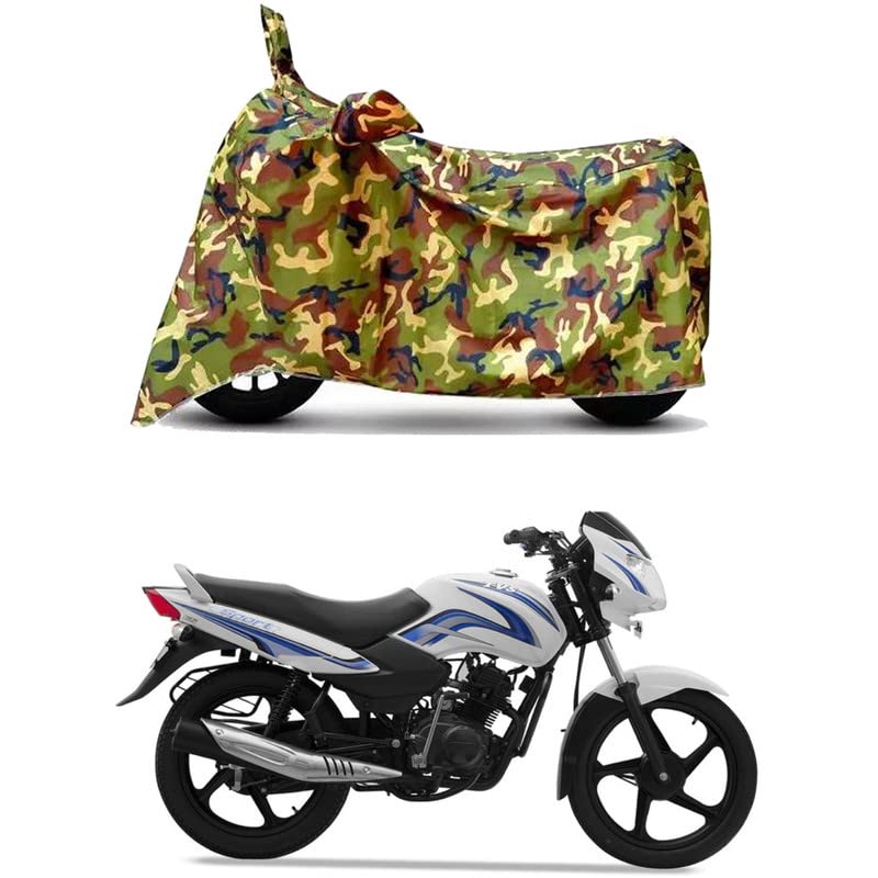 Image of Waterproof 100% PVC Coated Bike Scooty Two Wheeler Body Cover Compatible for TVS Sport Kick Start /UV-Rays /Heat Protection /Birds Dropping /Scratchproof /Dust Proof [6X6 Jungle Print]