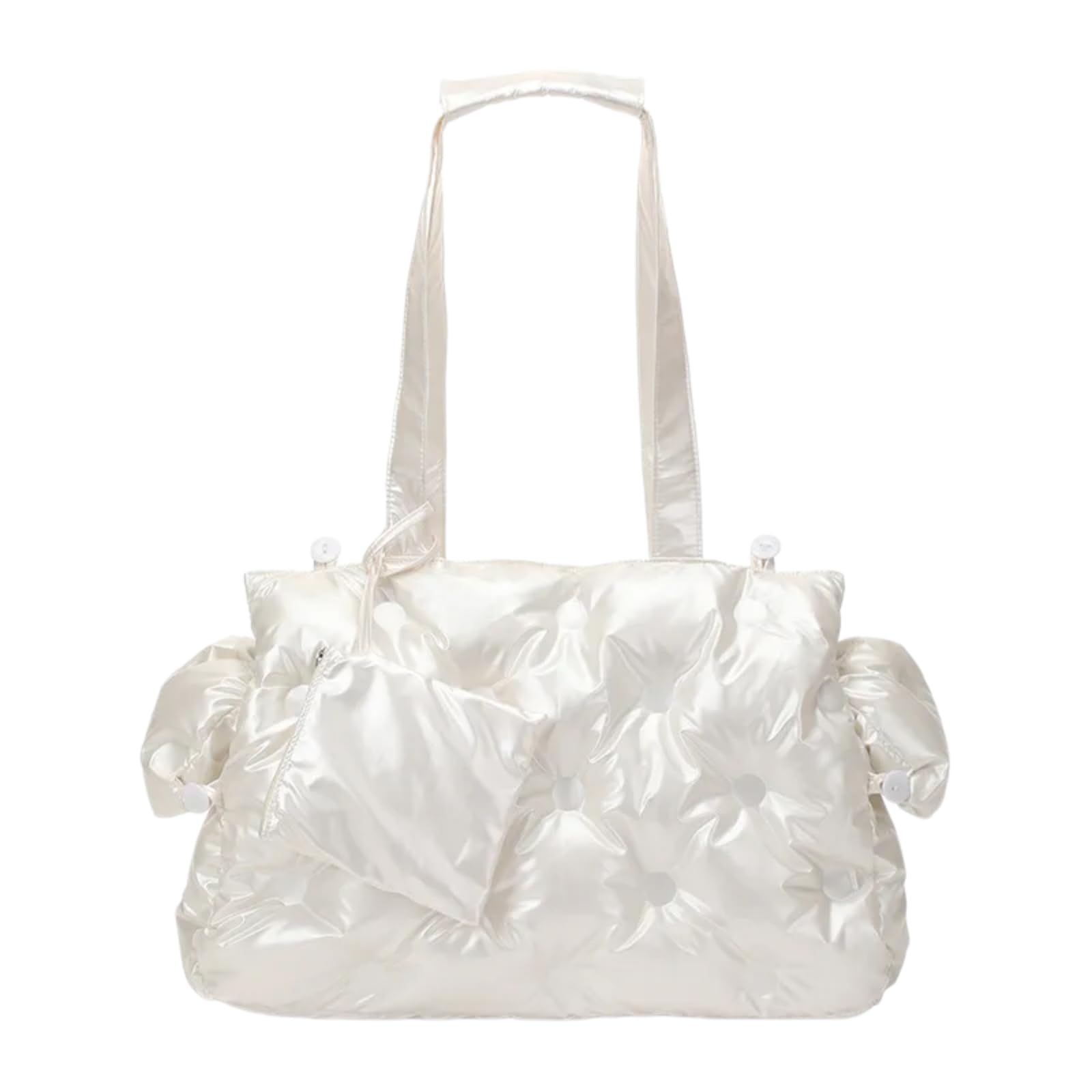 Haustier Reisetasche Weiche wasserdichte Tragetasche Für Katzen Und Hunde, Eine Schulter Blase Bequeme Outdoor & Auto Reisen-Pearl White-40x19x27cm