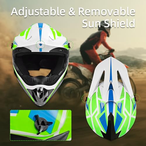 DOT Certified Youth & Adult Motorcross Helmet, Full-face Dirt Bike & Motorcycle (W-Red, X-Large)