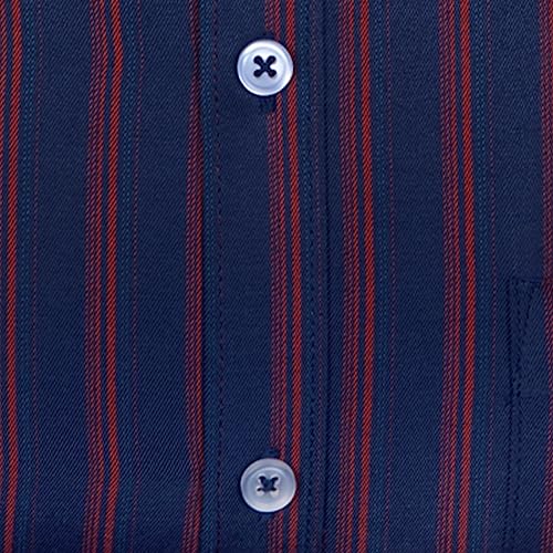 Image of ACCOX Men's Cotton Half Sleeves Dark Striped Regular Fit Formal Shirt for Men