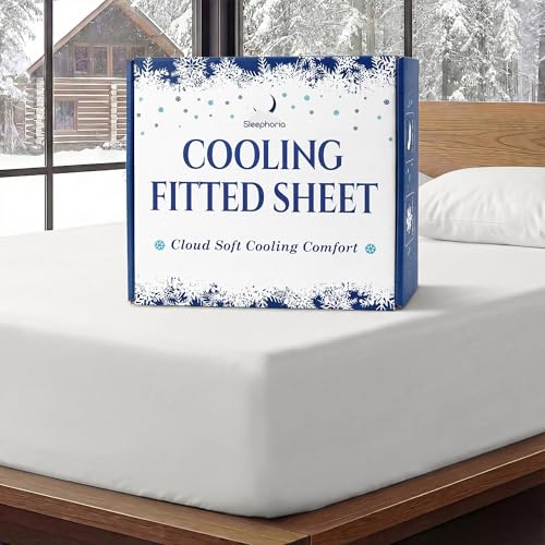 SLEEPHORIA Cooling Fitted Sheet King Size - 1 PC BreezeWeave Cooling Sheets for Hot Sleepers & Cool...