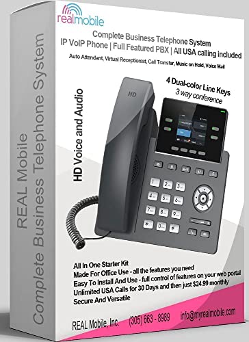 Real Mobile Business Phone System Subscription - Voip Home Office Landline With Voicemail - Expandable Lines - Has Caller Id, Voice Recorder, Call Forwarding - Pbx Telephone System, Colored Lcd Screen #TOP1