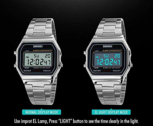 MASTOP Unisex Digital LED Fashion Sports Watches Luxury Full Steel Square Men Or Women Electronic Wrist Watches 5