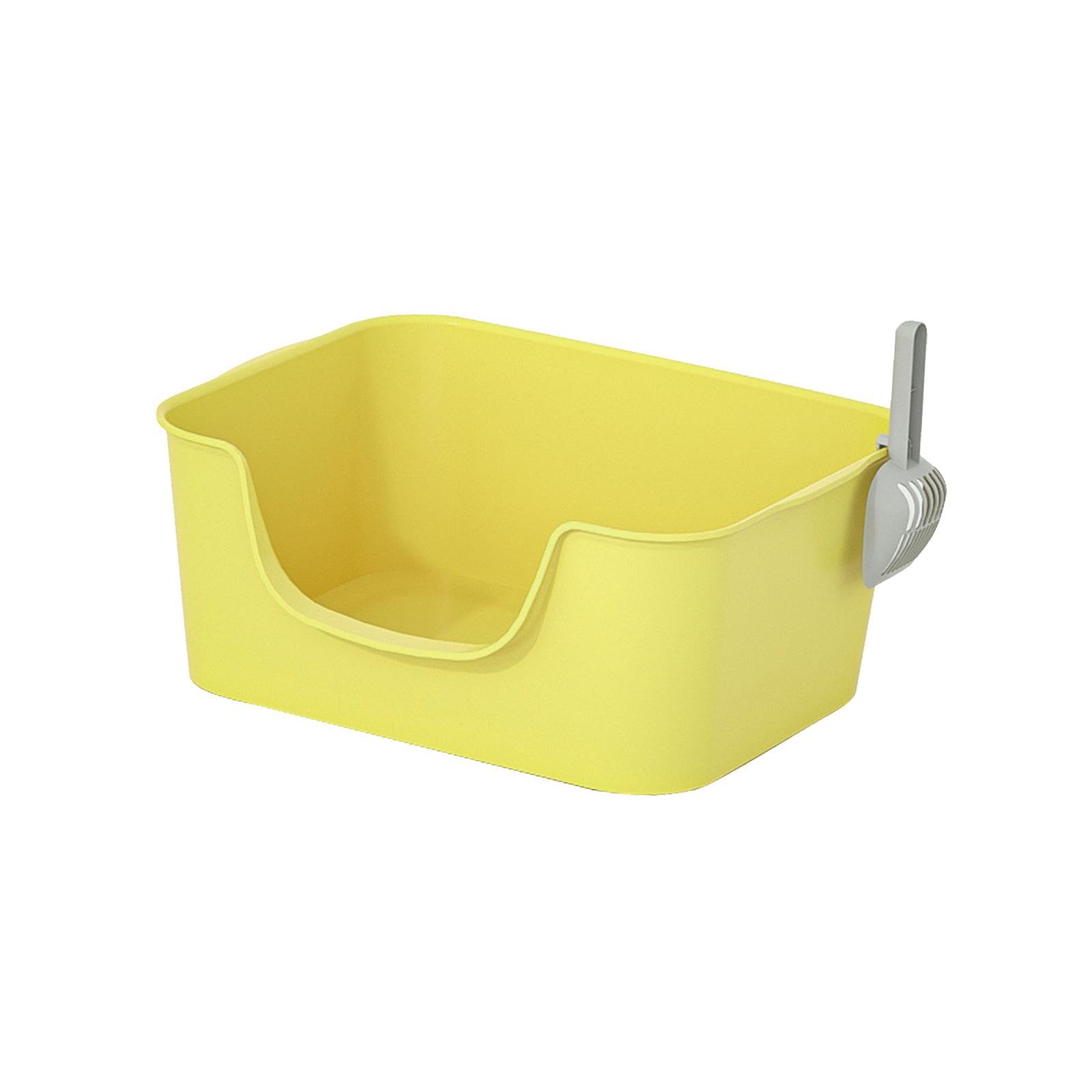 Kuweta dla kota, Otwarta górna kuweta dla zwierząt kota artykuły kotów domowych solidna umywalka z wysokim bocznym nocnikiem kociąt(Yellow)