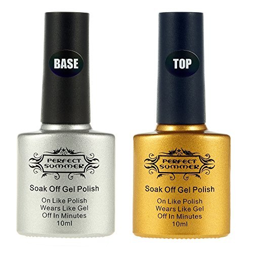 Perfect Summer Clear Base Coat And Top Coat Set - LED Soak Off Gel Nail Polish Set,10ml each