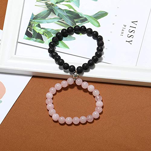 Qube Magnetic Couple Bracelet,2Pcs Vows of Eternal Love Charms Adjustable Rope Jewelry Gift Set Ffor Lover Best Friend,1Pair Matching Bracelets for Couples Connect Bracelet for Him and Her (B)