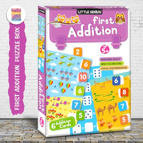 Image of My First Addition Math Puzzle Game Box Set for Kids - Early Learning Activity with Alphabet, Number Games and Colorful Fun Illustrations for Kids, Toddlers - Ages 2+ Years