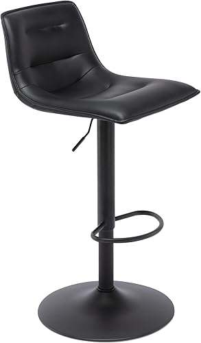 Brage Living Taburete de bar ajustable, moderno taburete giratorio de piel sintética con respaldo, silla de bar curva sin brazos para cocina,