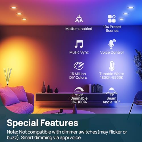 Lighting Linkind Matter Smart Light Bulb,1200LM BR30 Smart Flood Light Bulbs Compatible with Alexa, RGBTW Recessed Color Changing Bulbs, 2.4GHz Only WiFi Light Bulbs LED, A19 E26, 1Pack SmartThings Compatible Lighting Linkind Matter Smart Light Bulb,1200LM BR30 Smart Flood Light Bulbs Compatible with Alexa, RGBTW Recessed Color Changing Bulbs, 2.4GHz Only WiFi Light Bulbs LED, A19 E26, 1Pack SmartThings Compatible