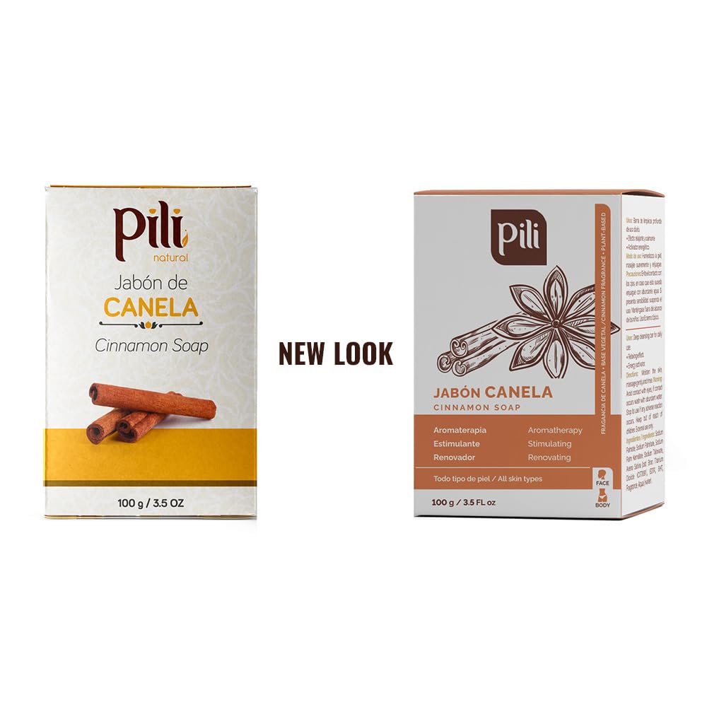 Pili Barras de jabón de canela natural (paquete de 3). Barras de jabón facial y corporal para mujeres, hombres, adolescentes y todo tipo de piel. Jabón de Canela. 3.5 oz cada una. 9