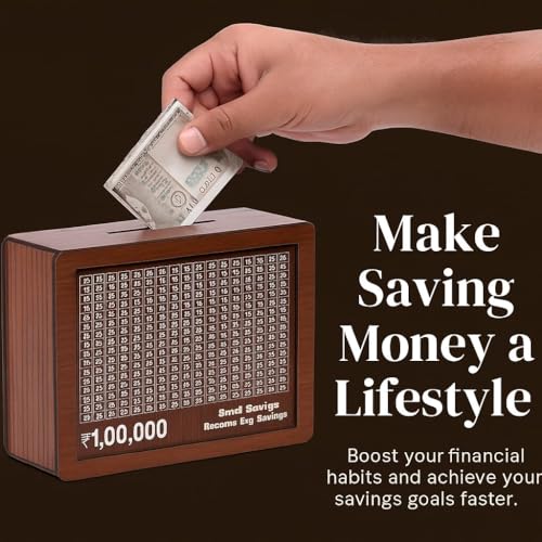 Image of HANDCRAFTD Money Saving Box for Adults and Kids - 100000 Piggy Bank with Large Capacity for Challenge Goals