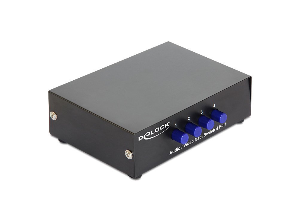 DELOCK 4-Port Audio-/Video-Umschalter mit manuellem Bidirektionalbetrieb