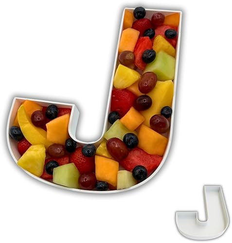 Miniatura 33 de Bandejas de plástico duro reutilizables y rellenables con letras y números para decoración de fiesta (E, Blanco)