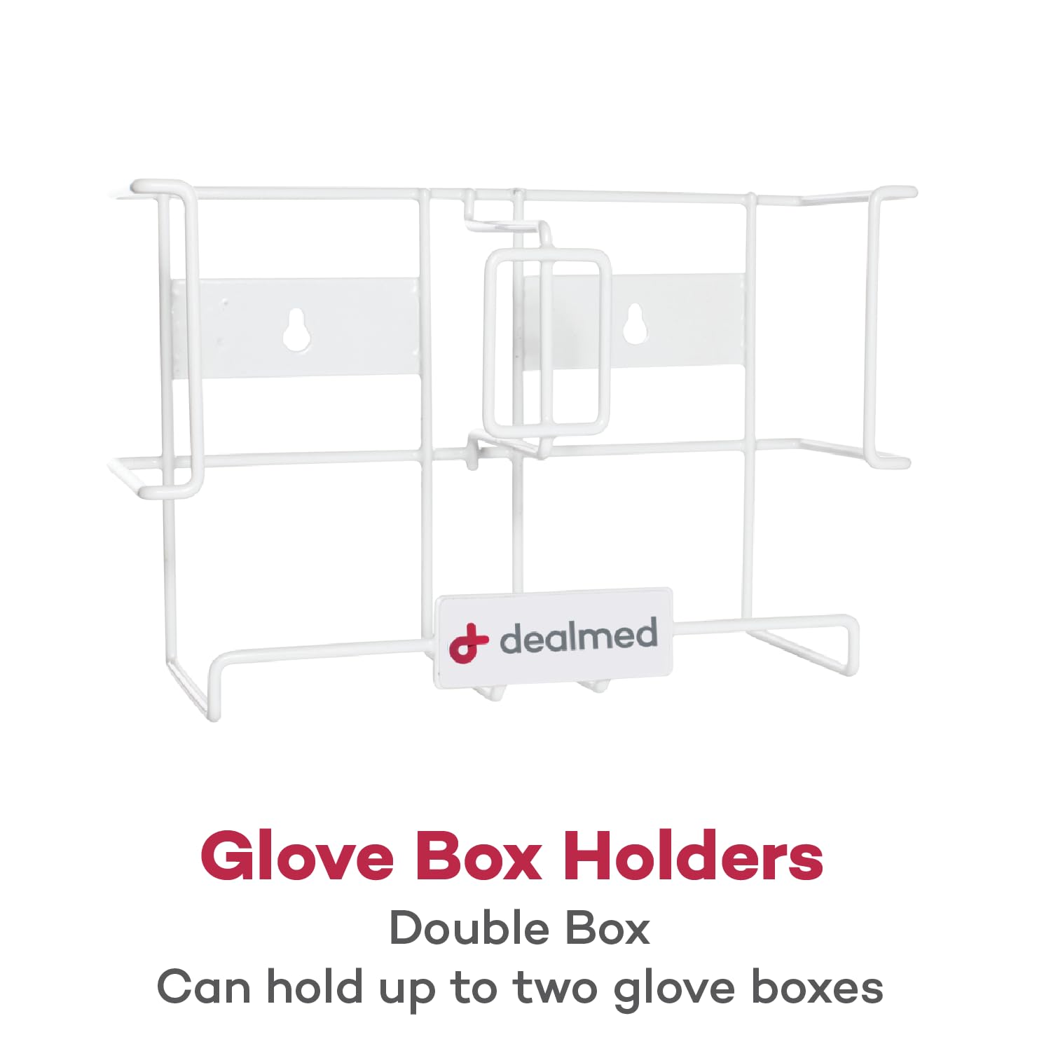 Dealmed Soporte doble para guantera, dispensador de guantes de acero recubierto para montaje en pared o encimera, horizontal, blanco (paquete de 1)