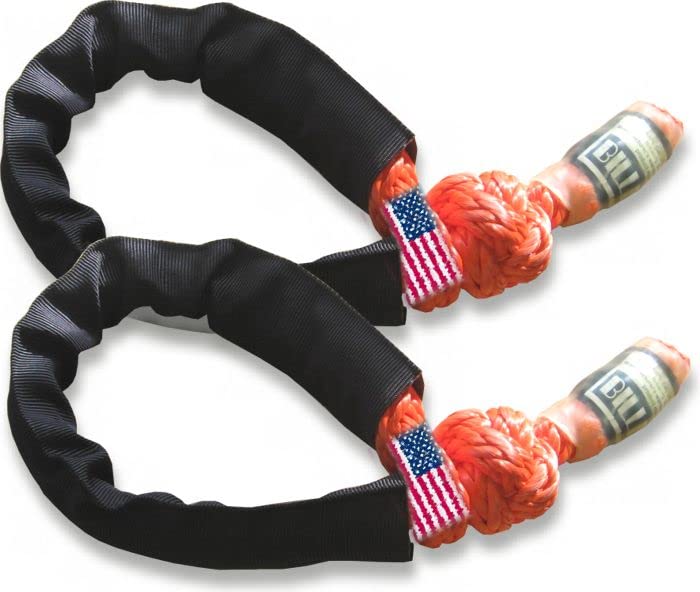 BILLET4X4 U.S. Made Safe-T-Line XD Soft Shackles 36,000 lb MBS Safety Orange (Pair) (4X4 Vehicle Recovery)