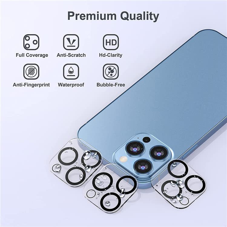 Image of Skinomi Back Camera Tempered Glass Lens Protector Compatible for Apple iPhone 13 pro max with Edge to Edge Coverage and Easy Installation Kit, Pack of 2