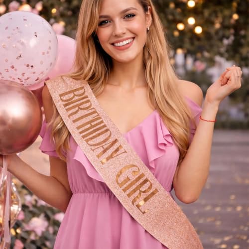 Image of Curated Cart Birthday Crown and Sash for Women Birthday Girl Sash & Rhinestone Tiara Set - Birthday Decorations Birthday Girl Crowns Tiaras for Women