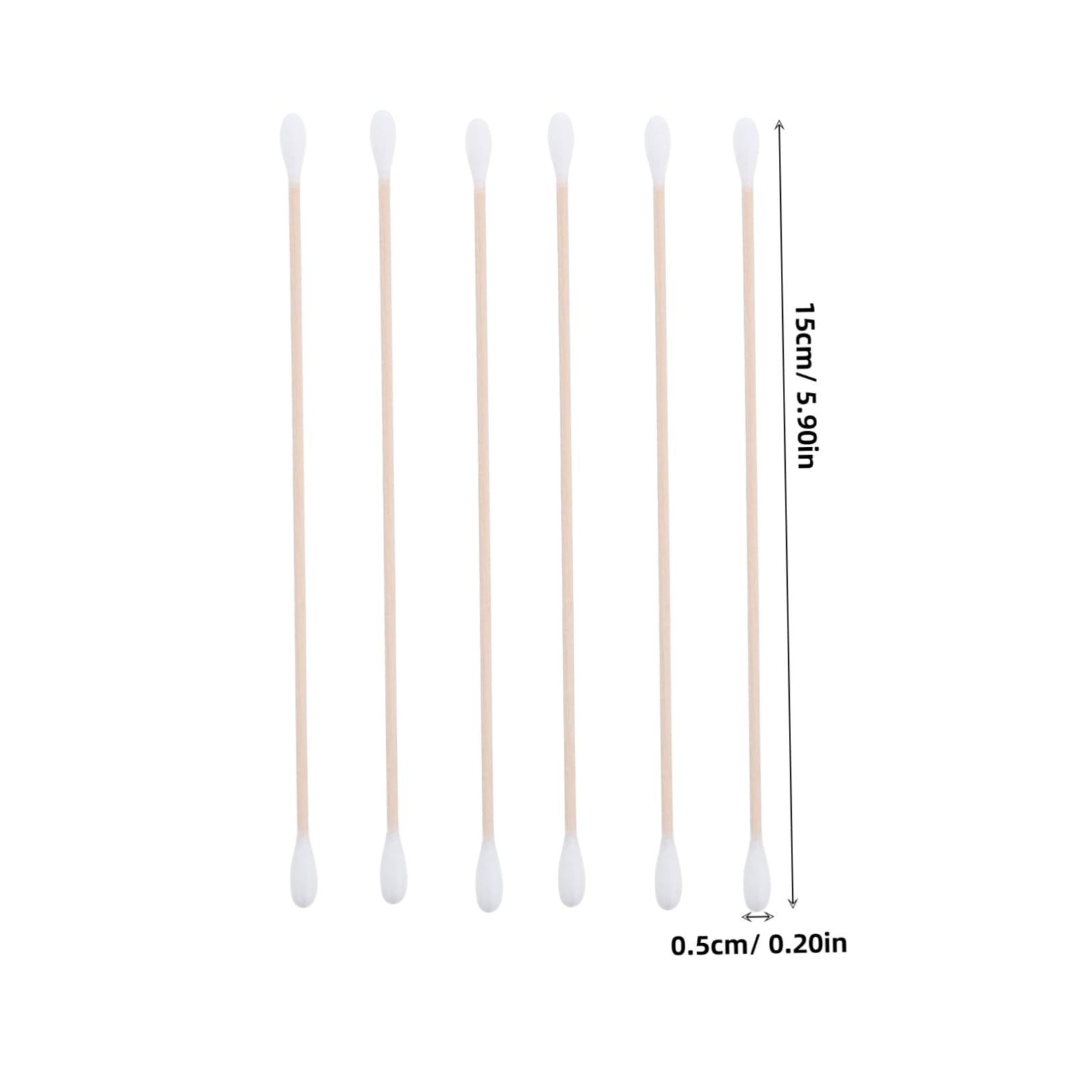 KICHOUSE 100pcs Single Use Wooden Cotton Swabs 15cm Long Ear Wax Removal Cleaning Industrial Portable Gentle on Skin