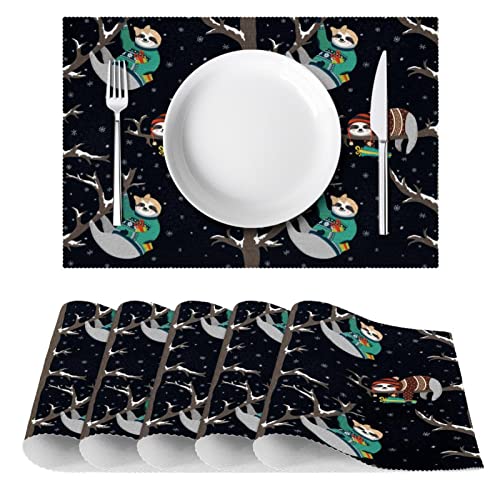 Sets de table d'hiver paresseux : lot de 6 tapis de table antidérapants 30x45 cm - 3