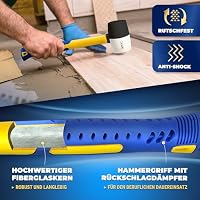 S&R Gummihammer Pflasterhammer Schwarz/Weiß 910g Profi Naturkautschuk, Fiberglasstiel rutschfest stoßdämpfend ⌀ 75mm, Schonhammer Pflastersteine, Fliesen Klinker Camping, GS geprüft Vollgummihammer – Ansicht 5