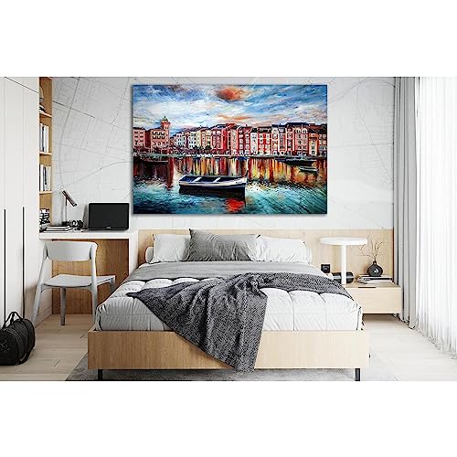 Peinture à l'huile Venise The Sunset ZELLART 140x90cm tableau grand format prêt à accrocher