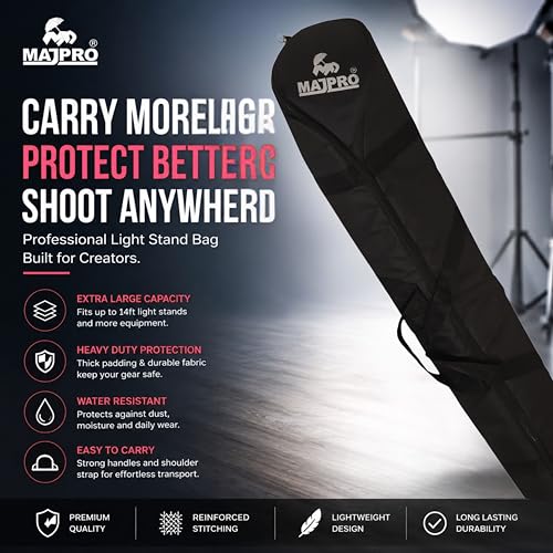 Image of 9ft Light Stand Bag - Large-Capacity Padded Carry Case for Tripods, Softboxes, Ring Lights, Backdrop Stands & Photography Gear - Heavy-Duty Fabric, Water-Resistant, Easy to Carry