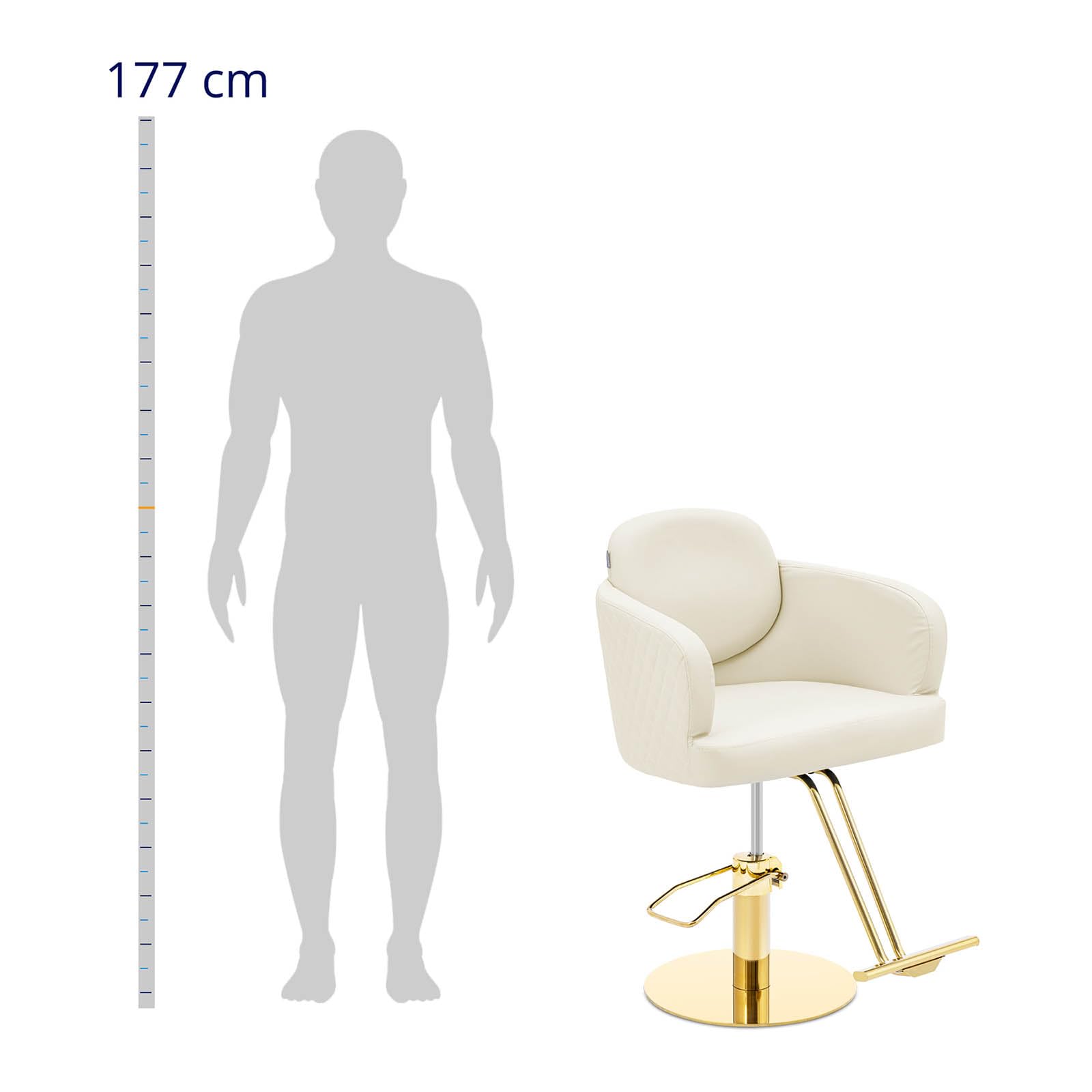 Physa Physa WINSFORD - Silla de peluquería con reposapiés, 480-630 mm, 200 kg, Color Crema y Dorado, para peluquería