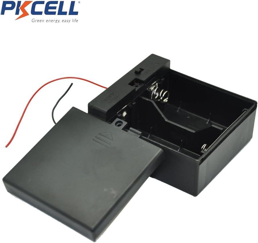 PKCELL 2-Slot D Size Battery Holder Cell Contain Two Wires with Cover and Switch (2pc)