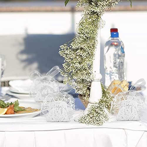 20 Pcs Wedding Favours Boxes Decoration Sweets Boxes with Ribbon Party Favour Boxes Small Sweets Gift Box for Christening Decorations Kids Party